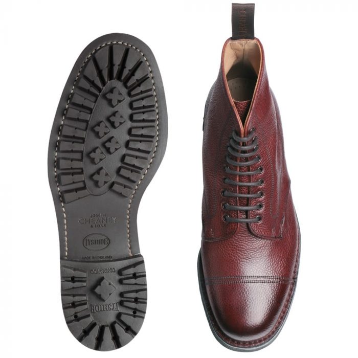 Pennine II C Veldtschoen Derby Boot in Burgundy Grain Leather