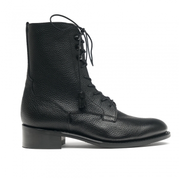 Rose D Derby Boot in Black Grain Leather