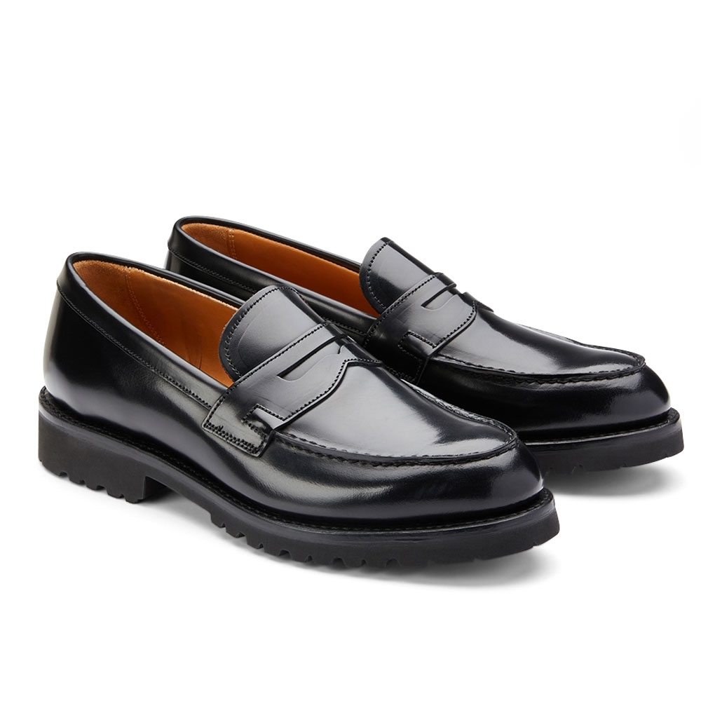 Callie Penny Loafer in Black Bookbinder Leather