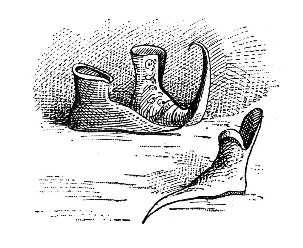 Sketch of medieval poulaines.