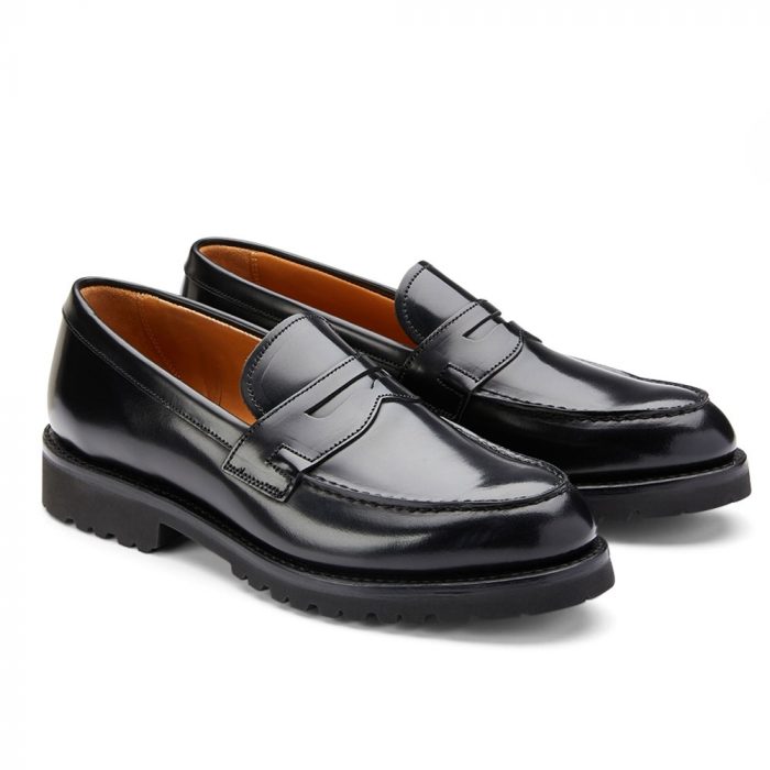 Cheaney black leather penny loafers