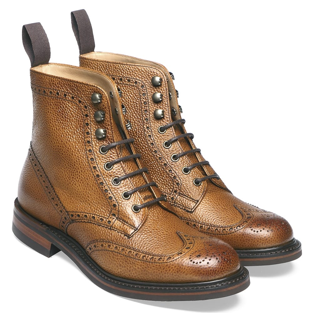 Olivia R Derby Brogue Boot in Almond Grain Leather