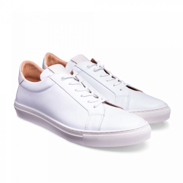 Kelham Trainer in White/Off White Leather
