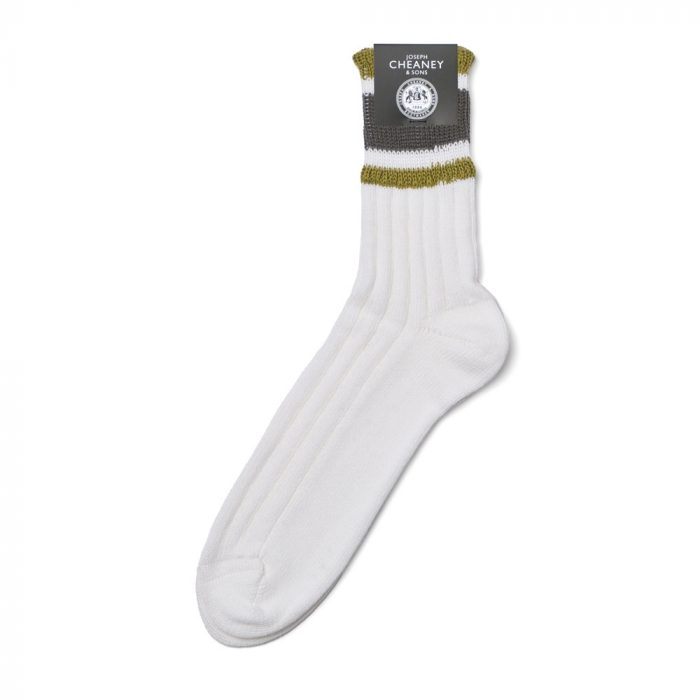 Men's White Pure Cotton Tennis Striped Socks