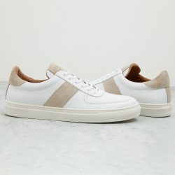 Ways to style men's white and black leather trainers