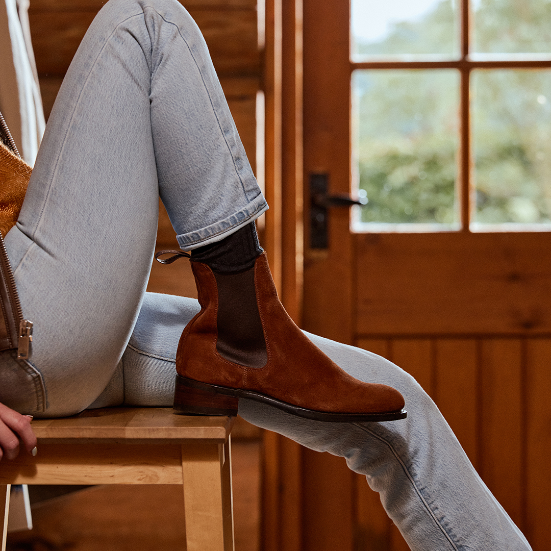 Avril D Chelsea Boot in Sorrel Calf Suede