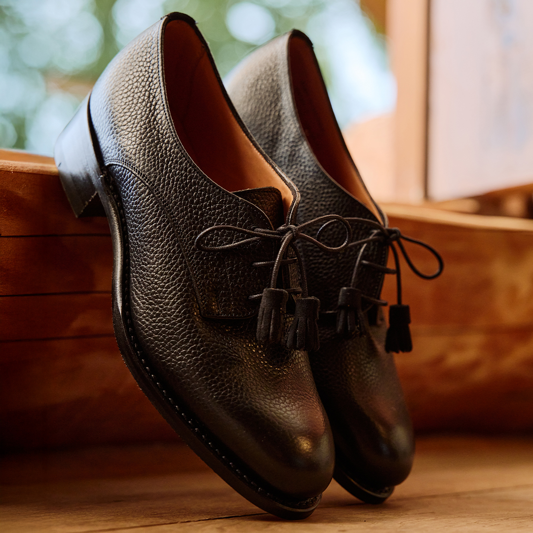 Mindy D Derby in Black Grain Leather