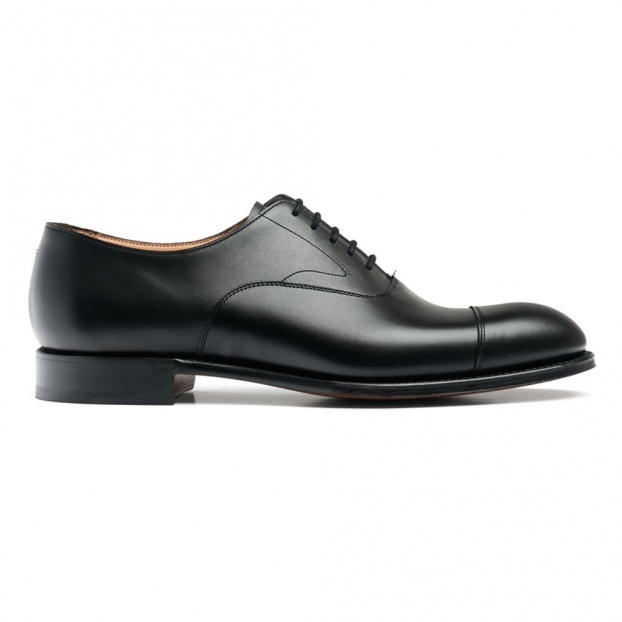 Alfred Capped Oxford in Black Calf Leather
