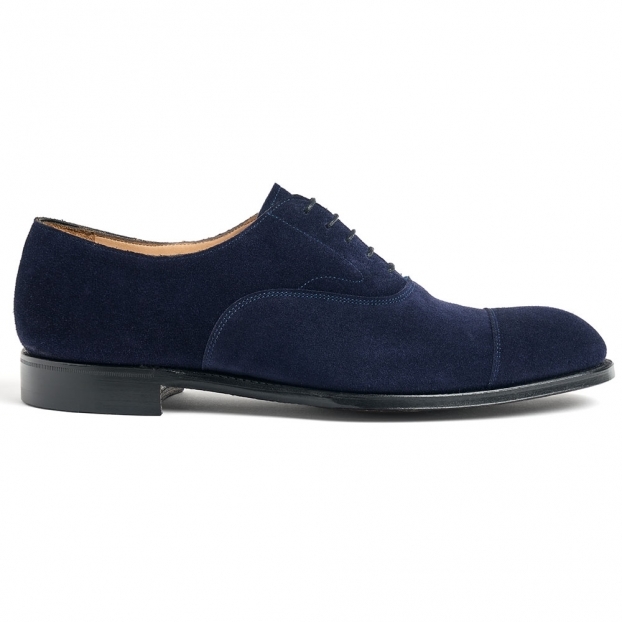 Alfred Capped Oxford in Indigo Suede