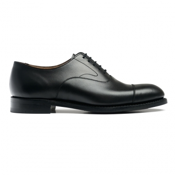 Alfred D Capped Oxford in Black Calf Leather