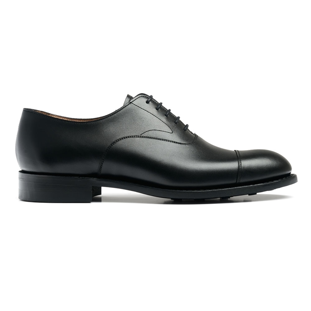 Alfred R Capped Oxford in Black Calf Leather