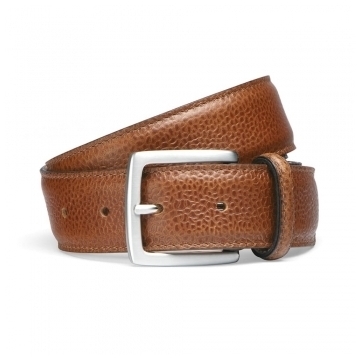 Almond Grain Leather Belt | Silver Buckle