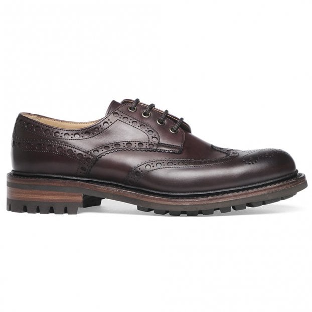 Avon C Wingcap Derby Brogue in Burgundy Calf Leather