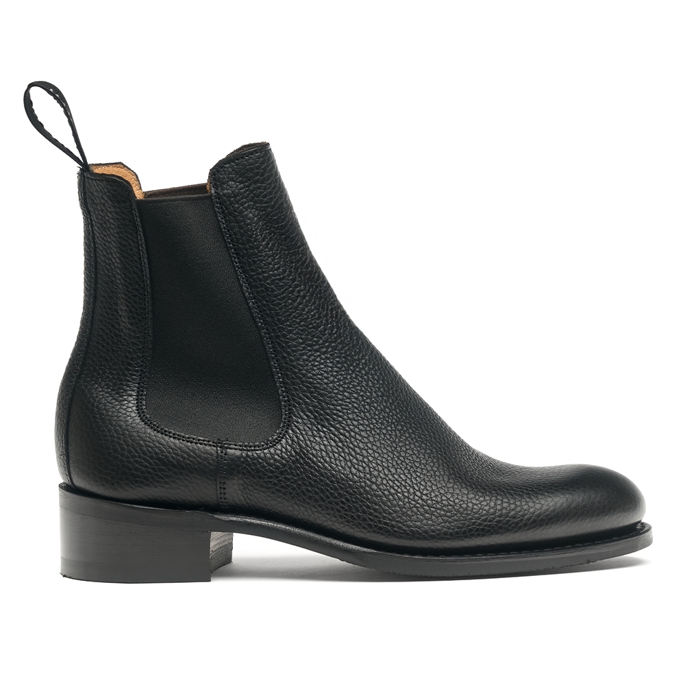 Avril D Chelsea Boot in Black Grain Leather