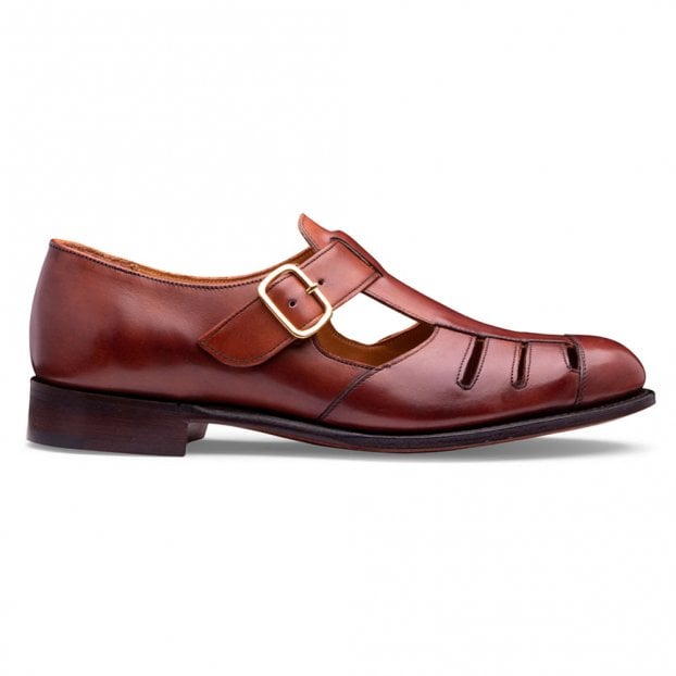 Belle II T-Bar Sandal in Dark Leaf Calf Leather