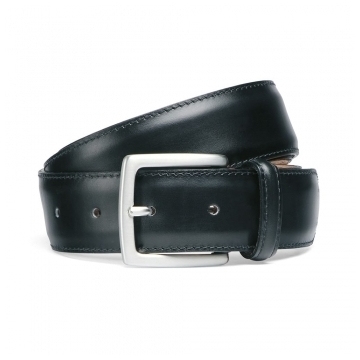 Black Calf Leather Belt | Silver Buckle