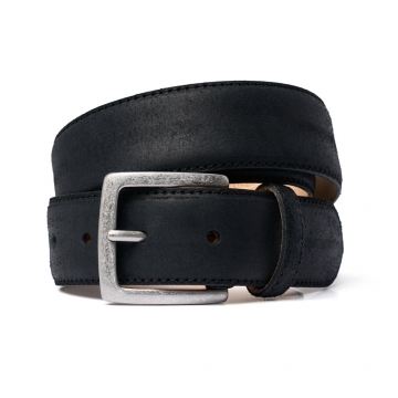 Black Waxy Commander Belt | Silver Buckle