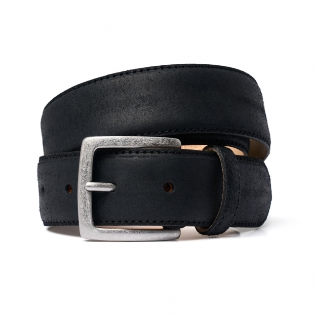 Black Waxy Commander Belt | Silver Buckle