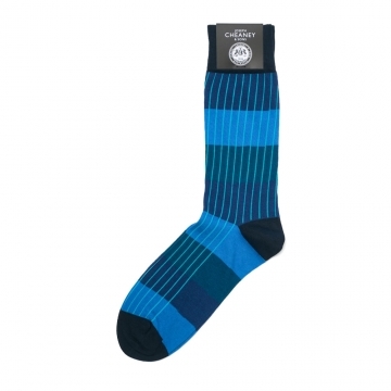 Blue Double Stripe Cotton Socks