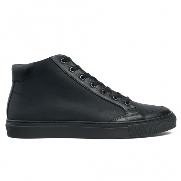 Bowie Hi Top Trainer Boot in Black Waxy/Kudu
