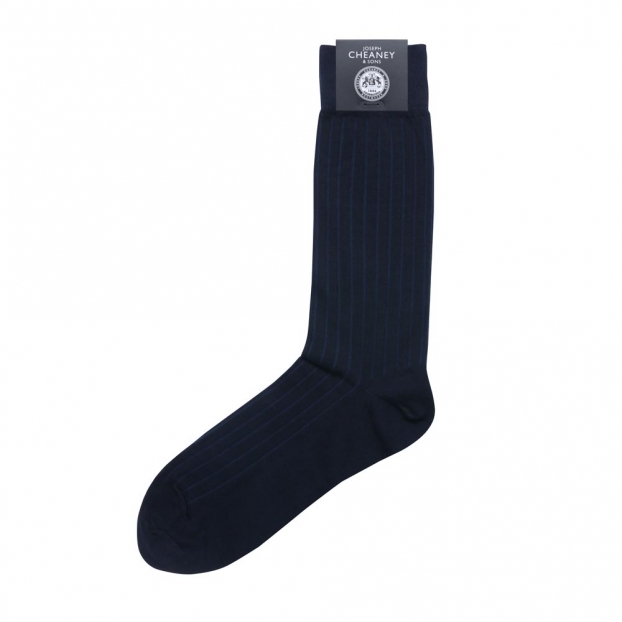 Brecon Navy Cotton Socks