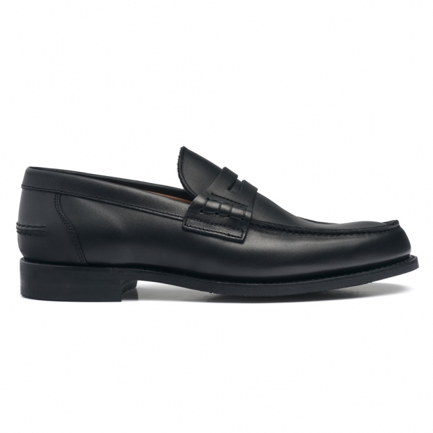 Brody D Penny Loafer in Black Hydro Pull Up Leather