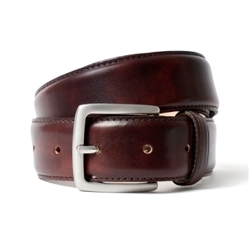 Brown Museum Calf Leather Belt | Silver Buckle