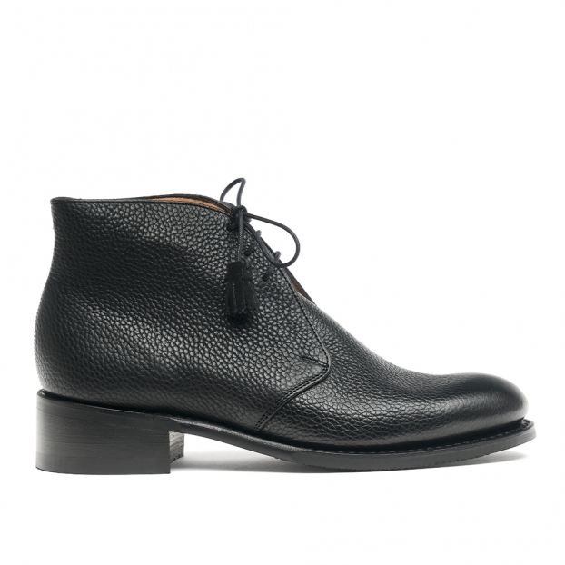 Camille D Chukka Boot in Black Grain Leather