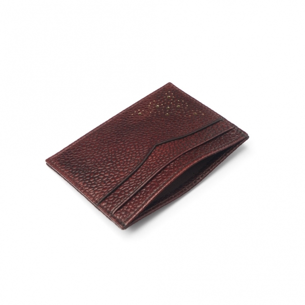 Card Holder in Burgundy Grain Leather