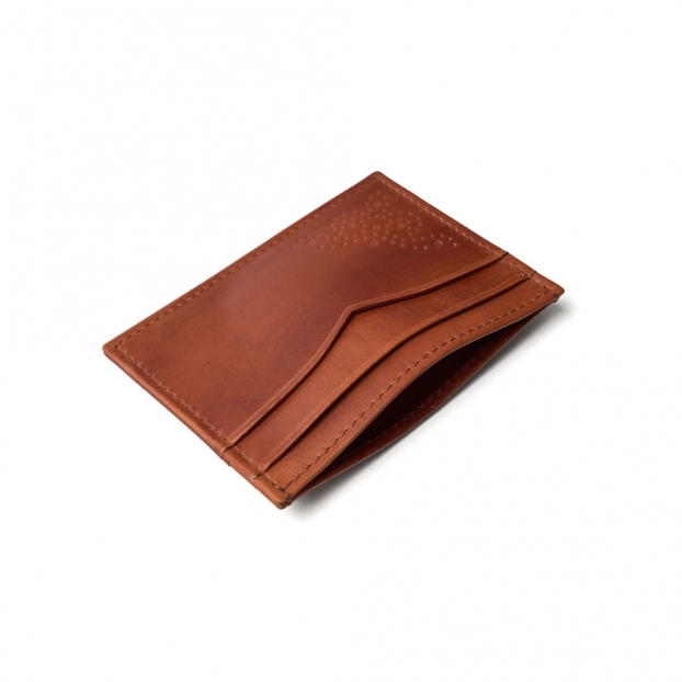 Card Holder in Dark Leaf Calf Leather