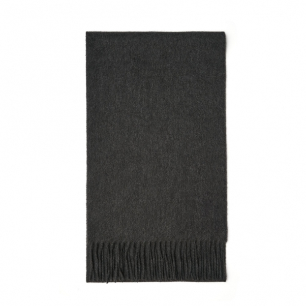 Charcoal Fringe Cashmere Scarf