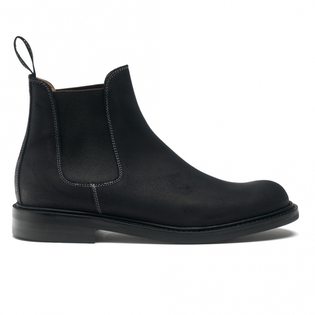 Corinthian R Chelsea Boot in Black Waxy Leather