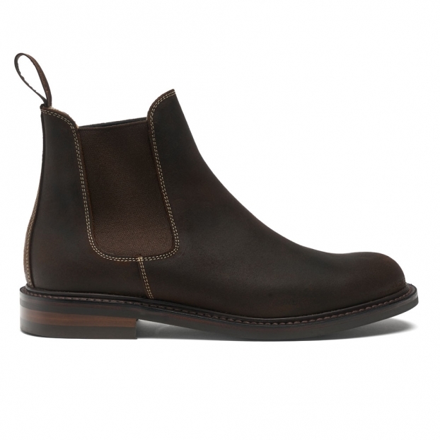 Corinthian R Chelsea Boot in Brown Waxy Leather