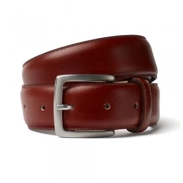 Dark Leaf Calf Leather Belt | Silver Buckle