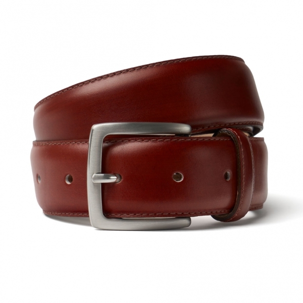 Dark Leaf Calf Leather Belt | Silver Buckle