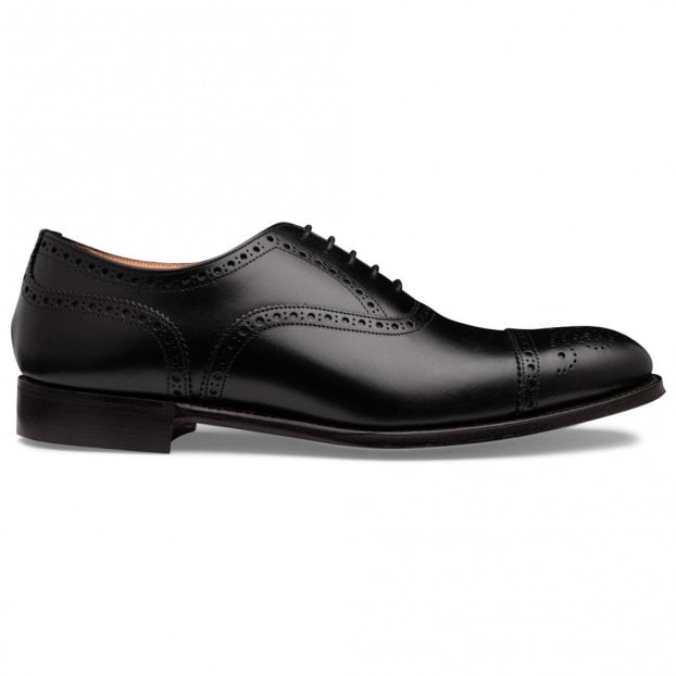 Downing Oxford Semi Brogue in Black Calf Leather