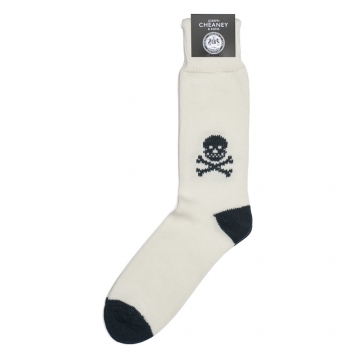Ecru/Black Skull & Crossbones Cotton Socks