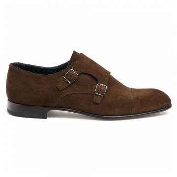 Eddy Double Buckle Monk Shoe in Plough Suede