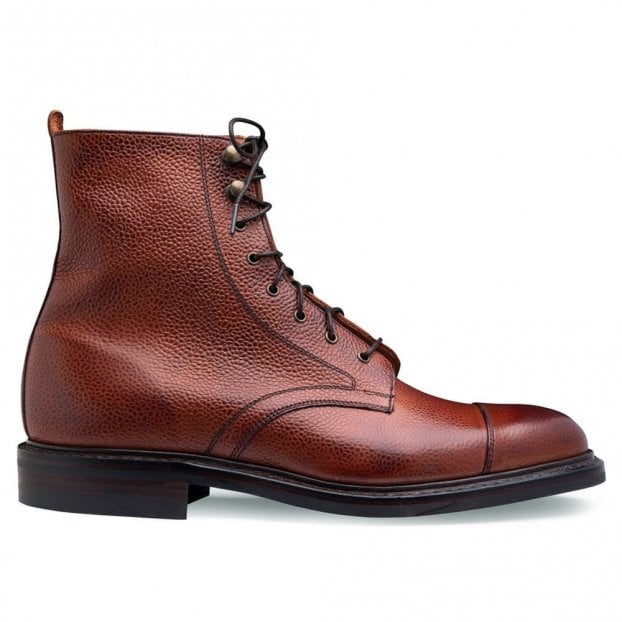 Elliott II R Capped Derby Boot in Mahogany Grain Leather