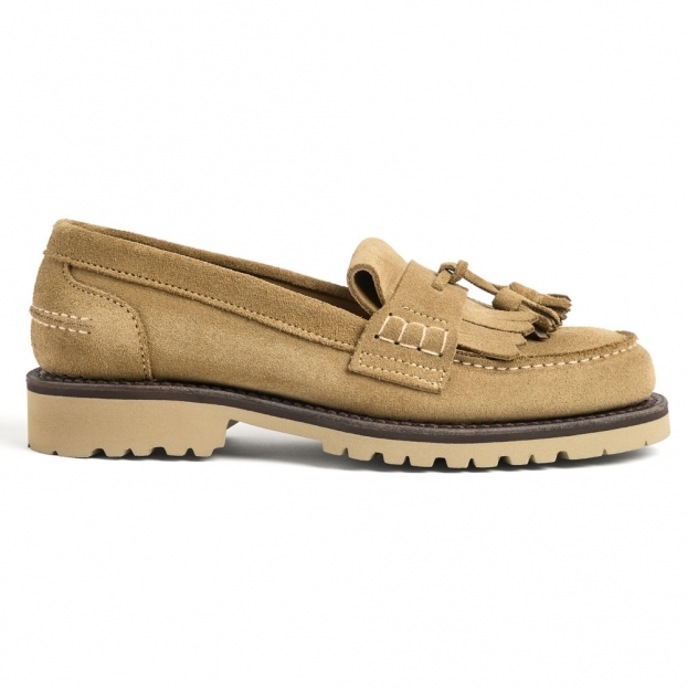 Evelyn Fringe Tassel Loafer in Sughero Castoro Suede