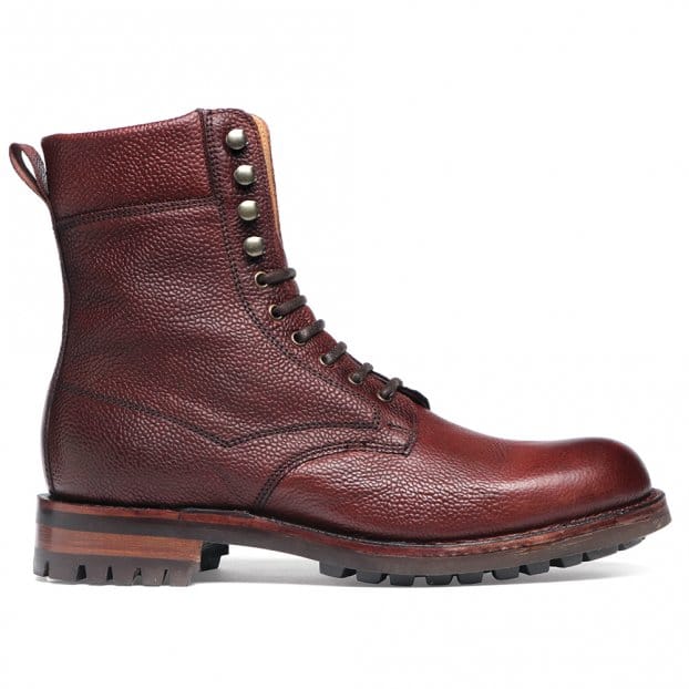 Fiennes Derby Veldtschoen Country Boot in Burgundy Grain Leather