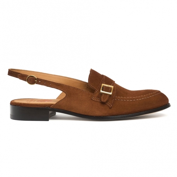 Frankie Slingback Mule in Sorrel Suede