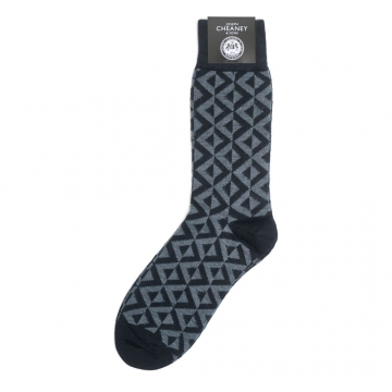 Geo Print Blue/Navy Mens Merino Wool Socks