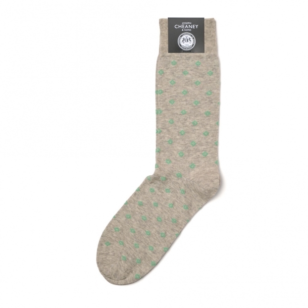 Geo Print Grey/Green Cotton Socks