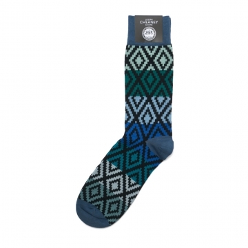 Geo Stripe Blue Cotton Socks
