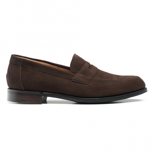 Hadley D Penny Loafer in Brown Suede