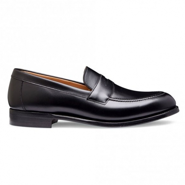 Hadley Penny Loafer in Black Calf Leather