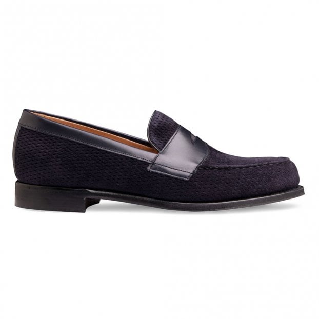 Hayden Penny Loafer in Navy Calf Leather/Navy Suede