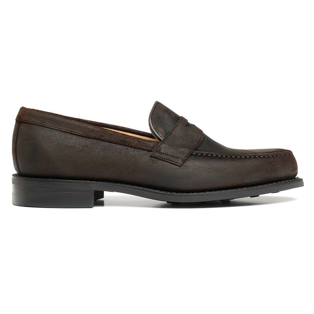 Hudson R Penny Loafer in Brown Waxy Leather