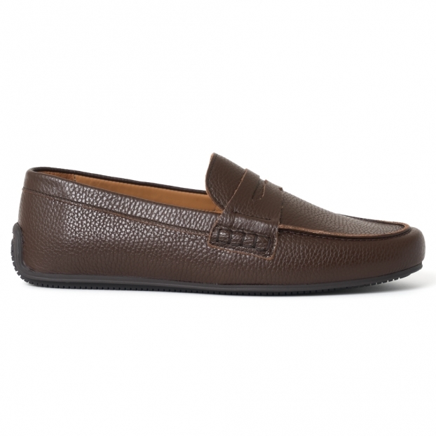 Hunt Driving Moccasin Shoe in Dark Brown Grain Leather